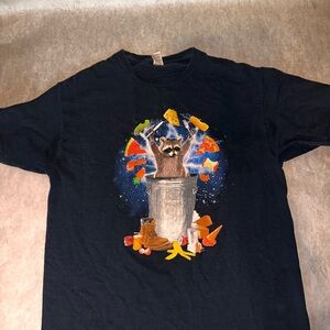 Black T-Shirt with Raccoon Graphic